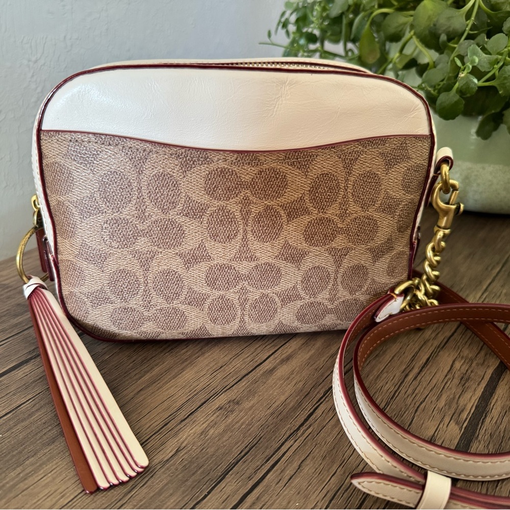 COACH Logo Print & Leather Camera Bag